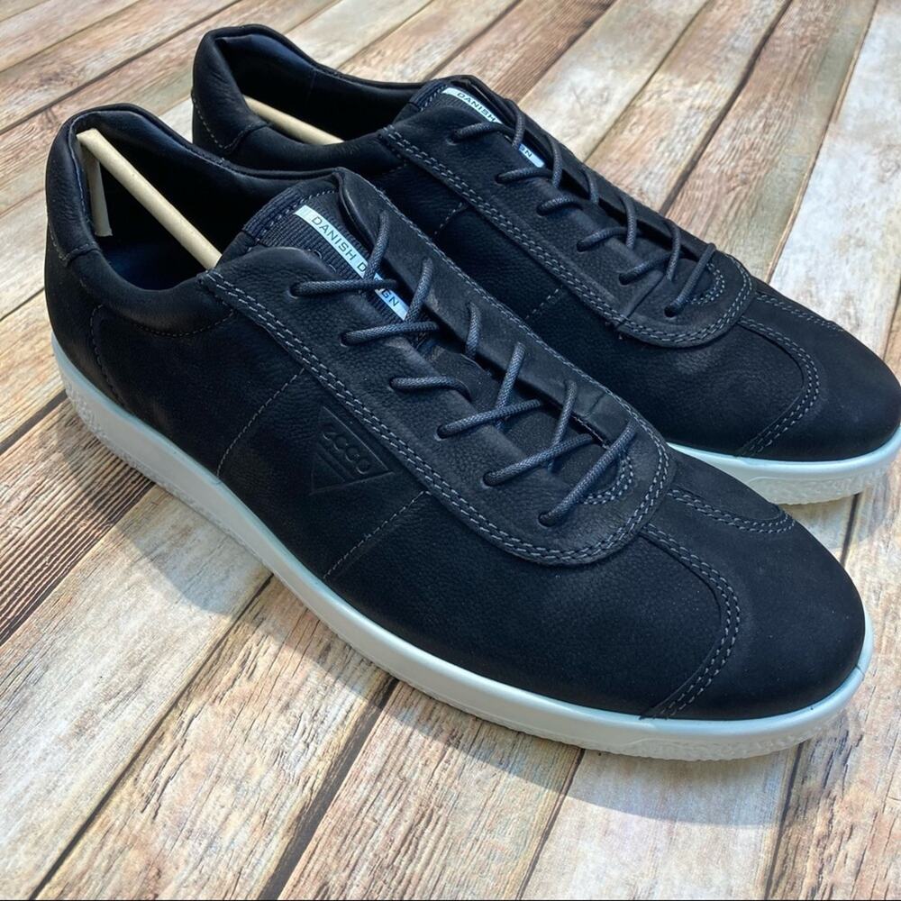 NWT ECCO Soft 1 Men's Black Leather Sneaker 6.5 (40 EU) NIB